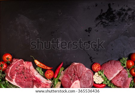 Similar – Foto Bild Kalbfleisch-Rib-Eye mit Gemüse und Soßensoße.