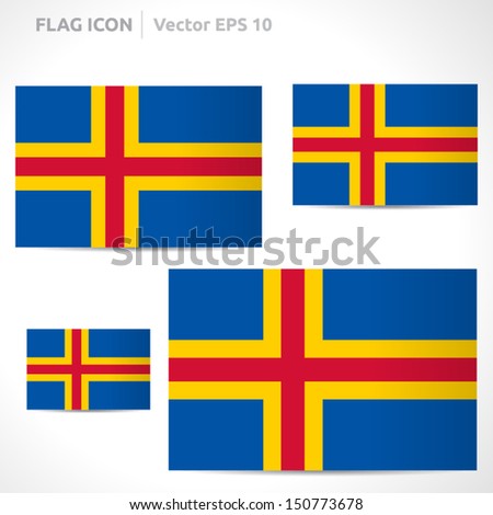 Aland Islands flag template | vector symbol design | color red yellow and blue | icon set