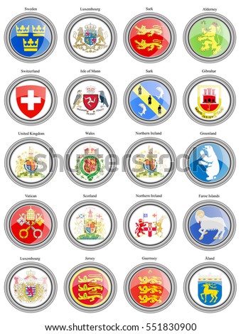 Set of icons. Coat of arms of the Europe.   