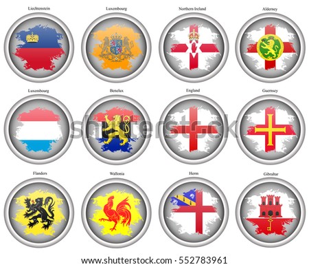 Set of icons. Flags of the Europe. Vector.  