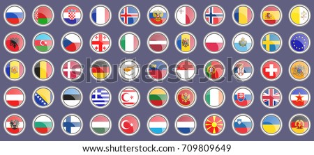 Flags of the Europe. Set of icons. 3D. Vector.   