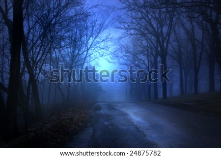Scary foggy road