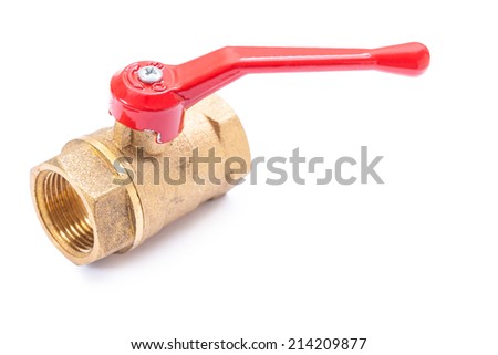 brass plumbing fixture - water valve isolated on white