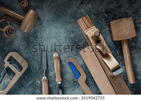 Similar – Image, Stock Photo Woodworking tools on wooden table