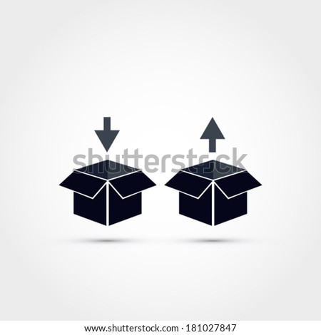 Box with arrow pointing in and out -icon