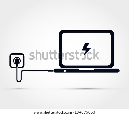 Laptop charging vector illustration
