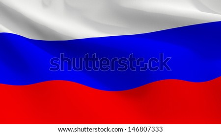 A close up view of the flag of Russia with fabric texture visible at 100%