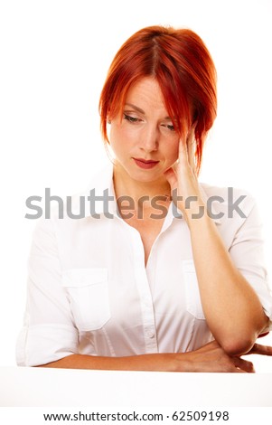 young adult caucasian redhead woman negative emotions
