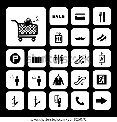 shopping mall vector icons set 