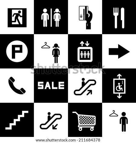 shopping mall icons set  