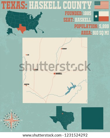 Detailed map of Haskell County in Texas, USA