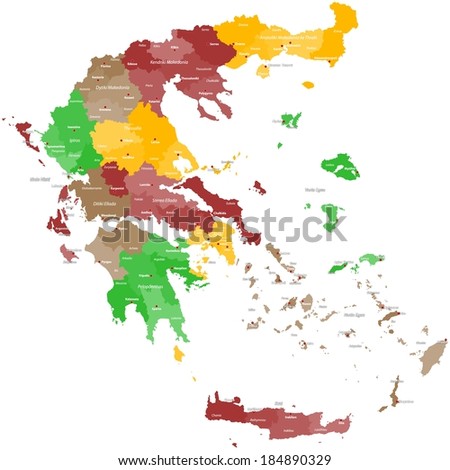 Large, detailed map of Greece with all counties and islands.