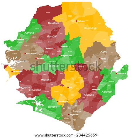 A Large And Detailed Map Of Sierra Leone With All Areas, Main Cities ...