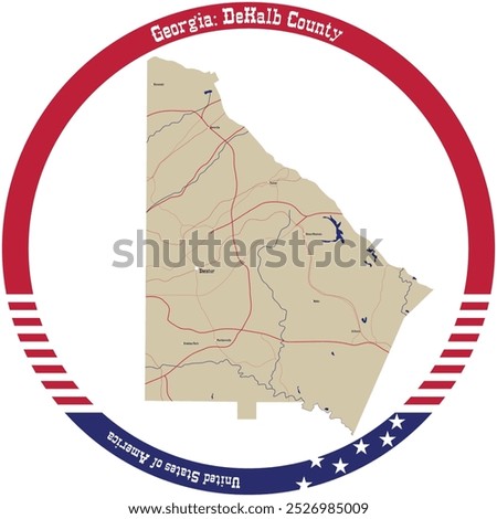 Map of DeKalb County in Georgia, USA arranged in a circle.