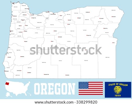 A Large And Detailed Map Of The State Of Oregon With All Counties And ...