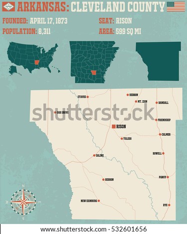 Large and detailed map of Cleveland County in Arkansas