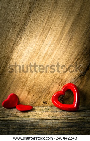 Valentine greeting on wooden background. Insert your text.