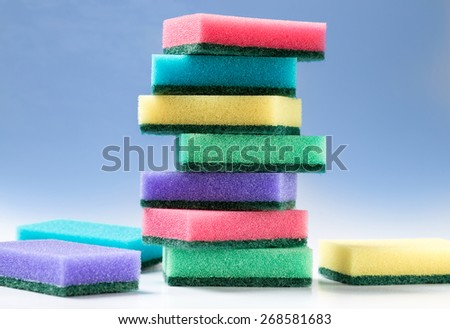 Unused colorful sponges for washing dishes or anything