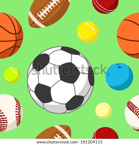 Seamless background tile with sport balls.