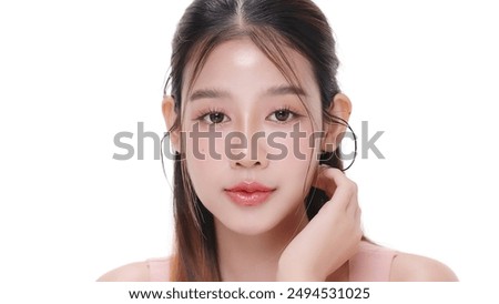 Similar – Image, Stock Photo Portrait of an attractive brunette with sunglasses posing sensually with the bright blue adriatic sea behind her. Small sailboat on the sea near Dubrovnik, concepts of travel with copyspace room