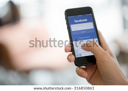 BANGKOK, THAILAND - JULY 30, 2015: Facebook, a social media are trending and both business as consumer are using it for information sharing and networking.
