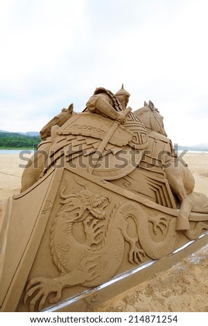 FULONG, TAIWAN-JUNE 12,2014 a sand sculpture at Fulong beach during the Sand Sculpture Festival on JUNE 12,2014 in Fulong,Taiwan