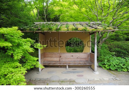 Japan seating style in zen garden