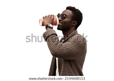 Similar – Image, Stock Photo Young black man enjoying music in headphones