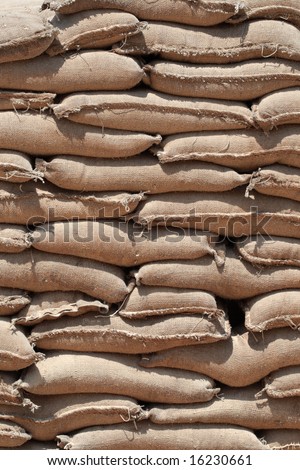 Barricade Of Heavy Sandbags At The Military Training Center Stock Photo ...