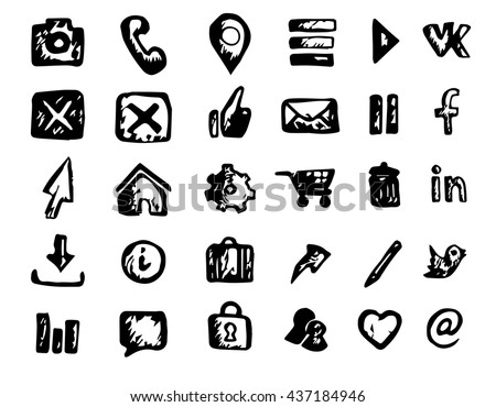 Set of vector hand drawn web icons