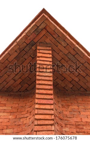 Brown brick tower isolated on white background