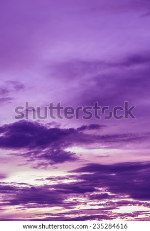 Cloud and purple sky before sunset