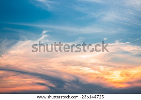 Golden sunshine white cloud on blue sky in sunset time