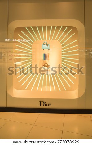 SEOUL,SOUTH KOREA - APRIL 14, 2015 : The Dior shop inside Dongwha duty free Department store in Seoul. There are lots of fashion shops i.e. cloths, cosmetic, watch etc.