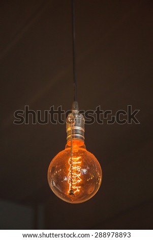 Big bulb hanging in coffee shop