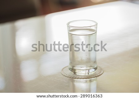 Drinking water glass on desk