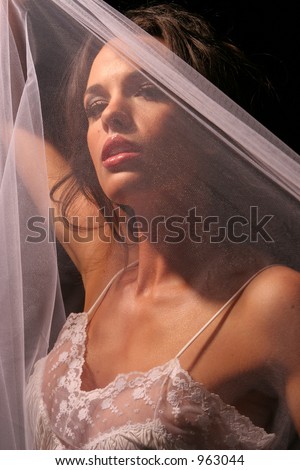 wedding veil over face