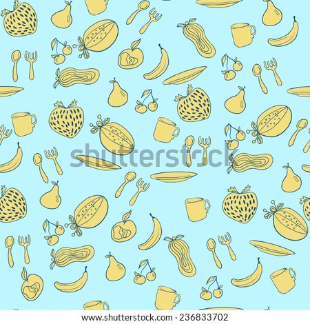 Fruit seamless pattern. Abstract background with fruits. Healthy food texture. Vector illustration for your design