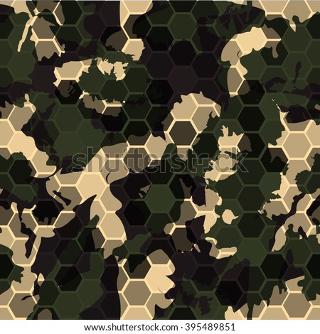 Hexagonal Camouflage.Vector Digital Hexagon Camo Seamless Pattern ...