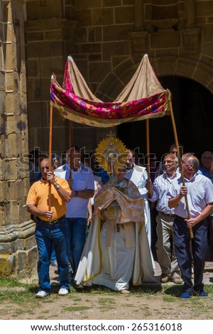 LEON, SPAIN - JUNE 17, 2012:  Celebration of Corpus Christi in the Sanctuary of the \