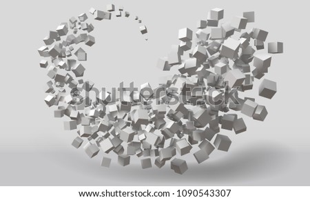 big stroke motion formed by random sized cubes