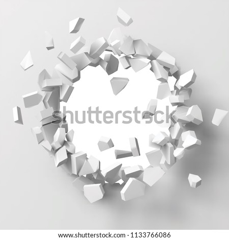 vector illustration of exploding wall with free area on center for any object or background. suitable for any logo, object or background revealing situation for banner, ad or other way usages.