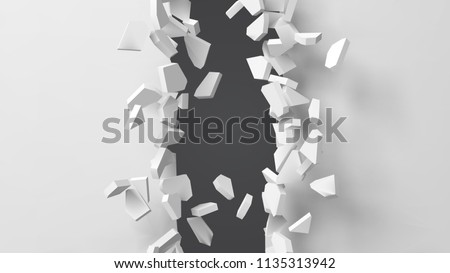 vector illustration of exploding wall with free area on center for any object or background. suitable for any logo, object or background revealing situation for banner, ad or other way usages.