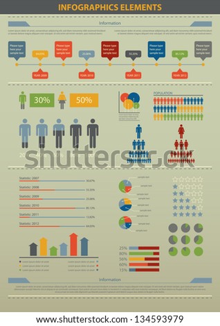 Vector illustration of infographic element and statistic about demographic.