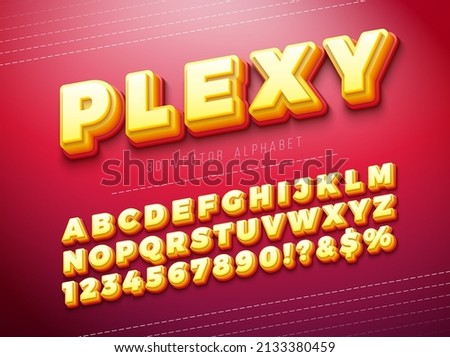 Vector 3d Multi Layered Plexiglass Effect Alphabet Font Set with Shadow on Red Background. Modern Typeface Design Collection with ABC, Number and Special Characters for Banner, Poster or Invitation