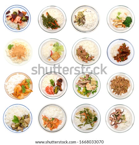 Top down, Vietnamese rice plate cuisine collecton Foto stock © 