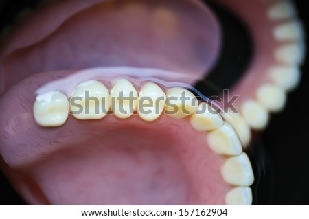 Close up set of dentures - false teeth
