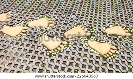 stone walkway path outdoor - foot print cement zen garden pattern