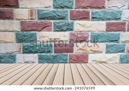 stone wall on wooden floor -  modern room rock, solid, background, cement, frame,  pattern, block, surface, closeup, wallpaper, rough