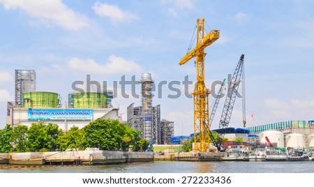 Nonthaburi Thailand - Apr 19, 2015 - North Bangkok power plant project was developed to displace the old power plant to meet the higher demand of electrical supply.